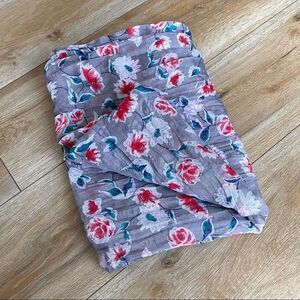 Floral Grey Blanket Scarf Womens